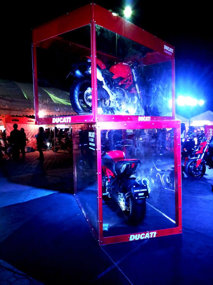 Ducati bikes in glass cases