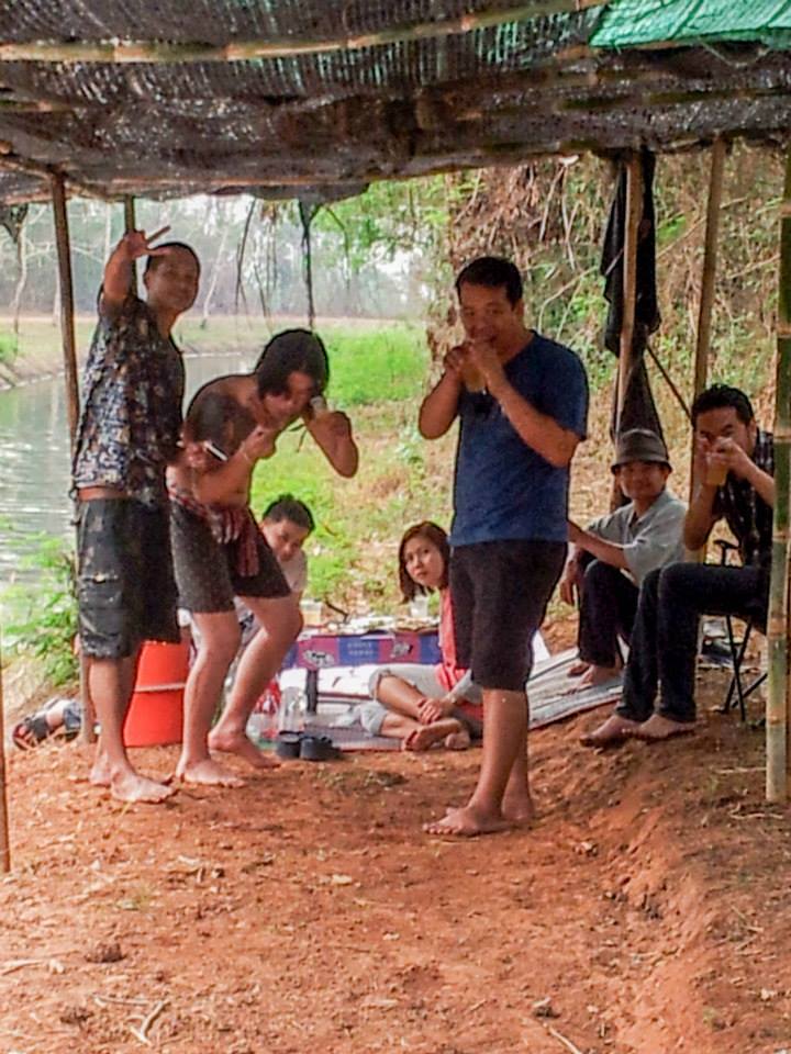 a group of people eating