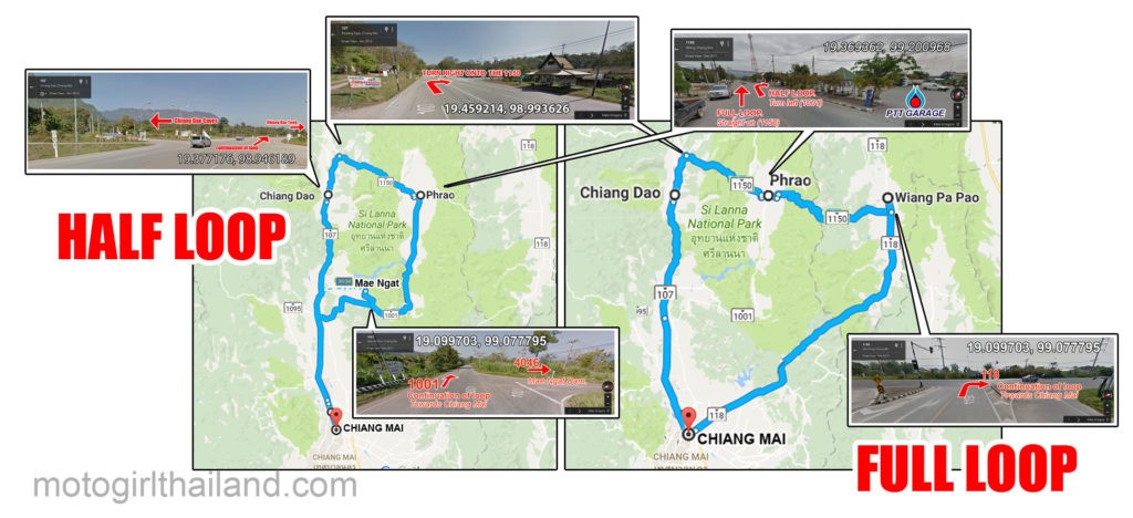 a map showing a loop around northern Thailand with guide