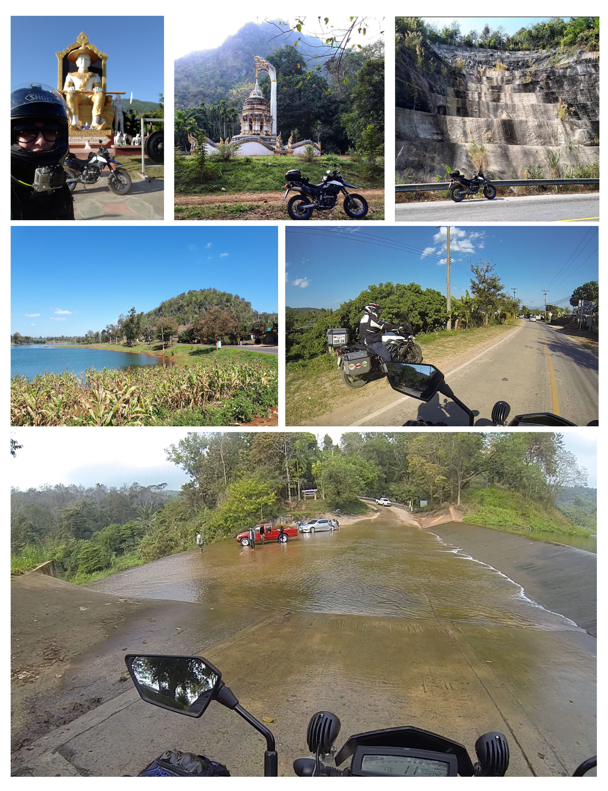 a motorbike riding through different areas in Doi Wawi