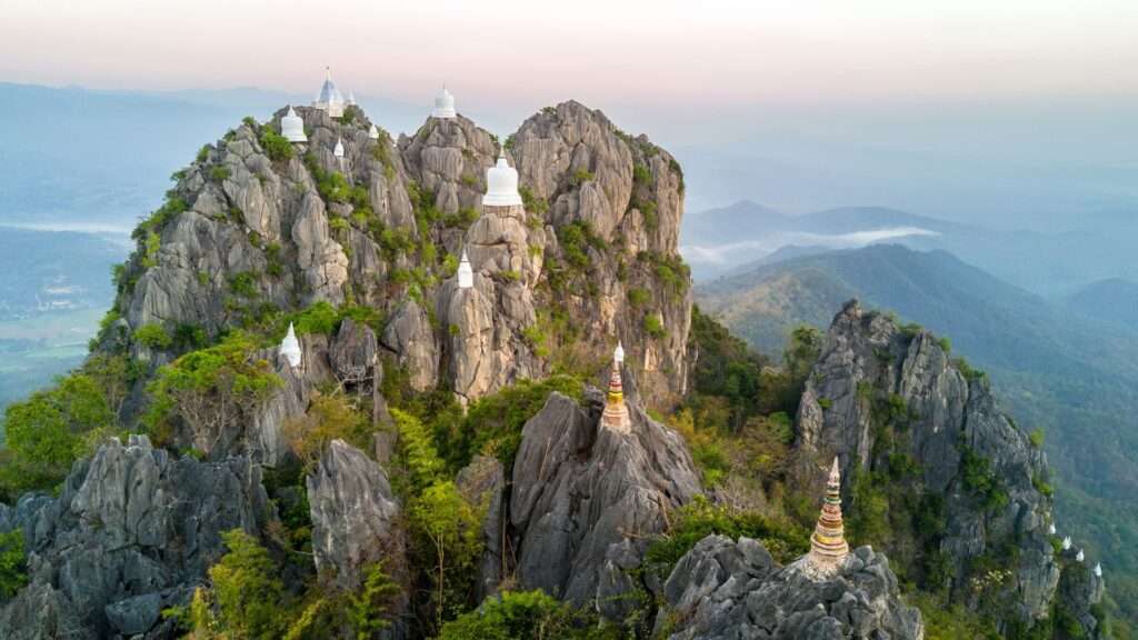 Thailand temple on a karst mountain