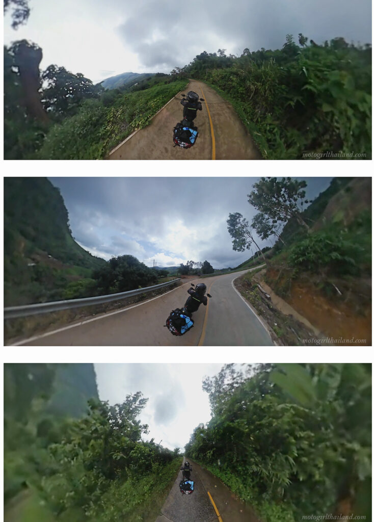 360 perspective shots of a motorcycle rider in a scenic area. Thailand