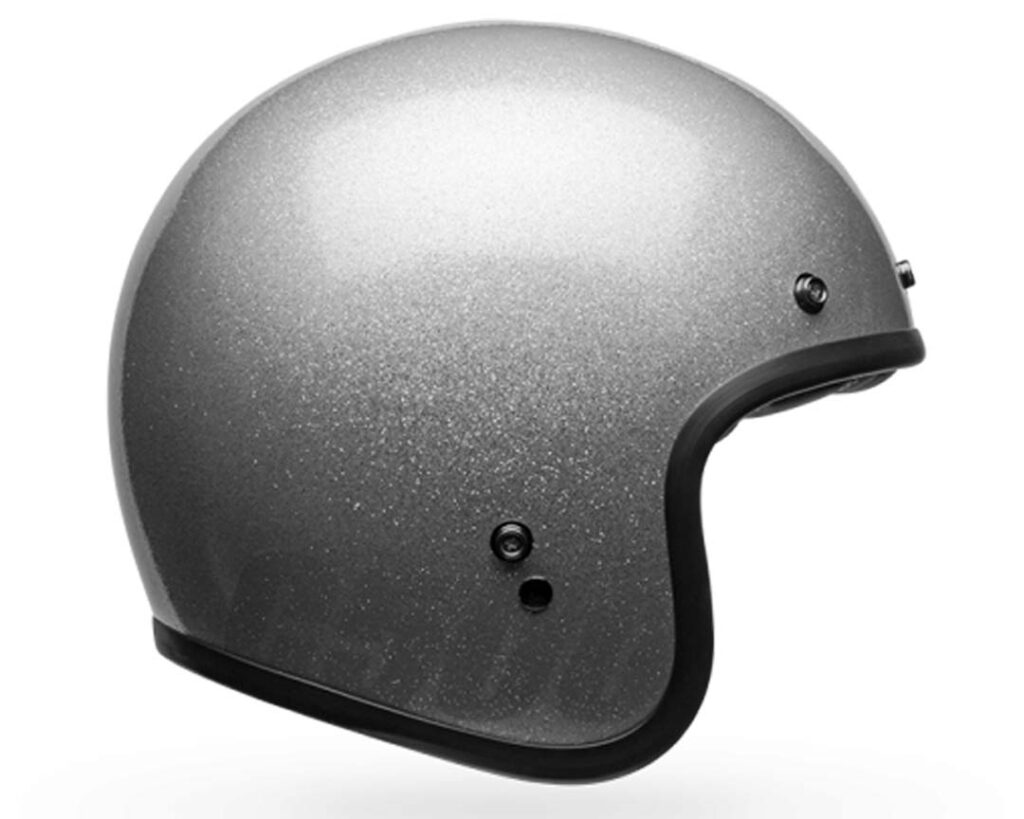 silver sparkling open faced helmet retro