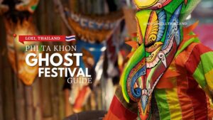 Thailand festival image. Ghost Festival. Phi Ta Khon. Thailand.