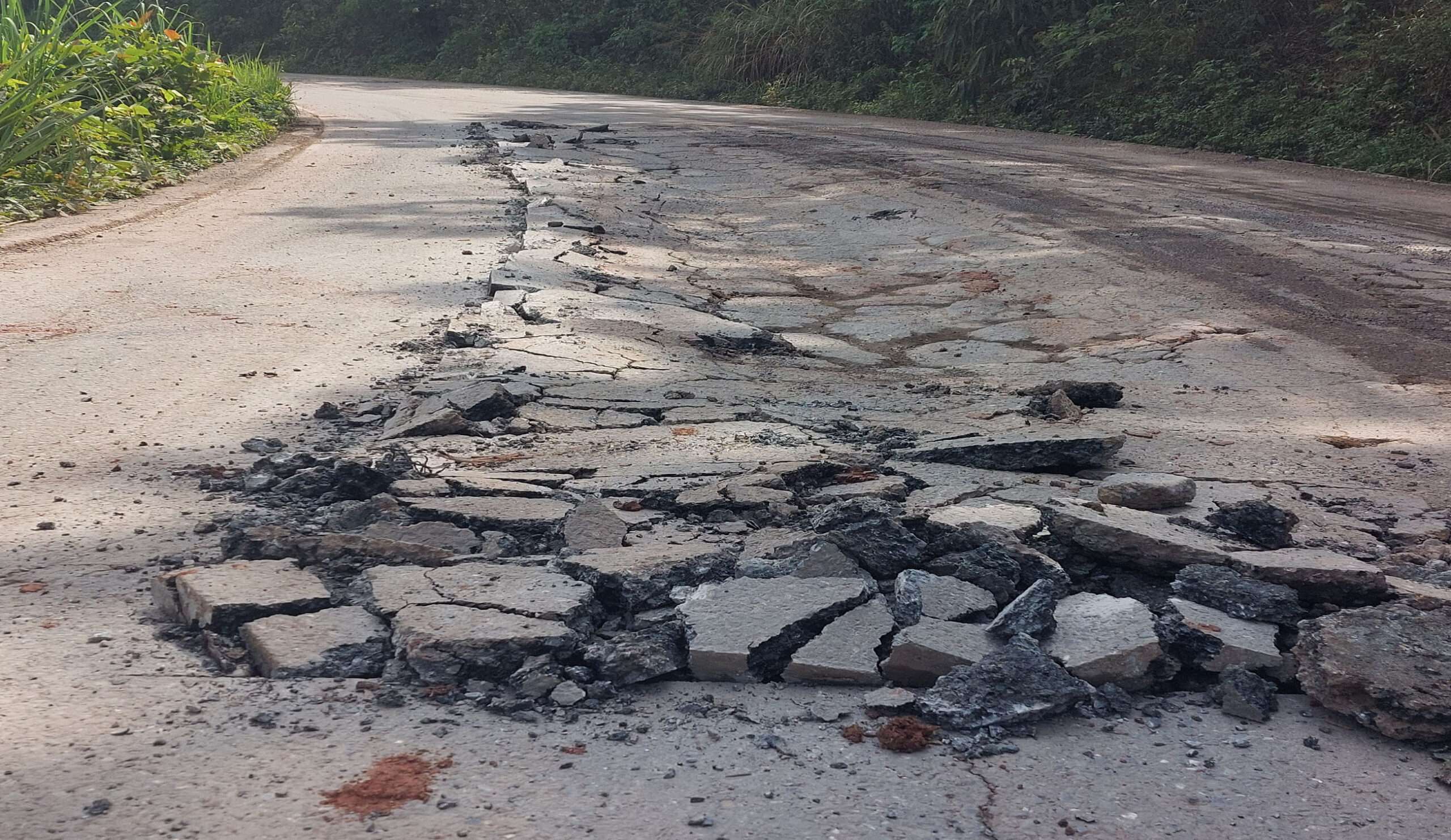 broken road in laos