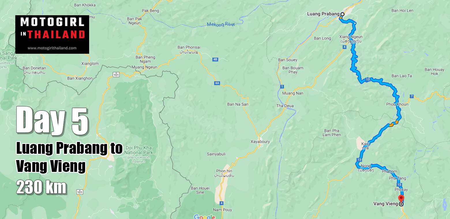 map showing luang prabang to vang vieng