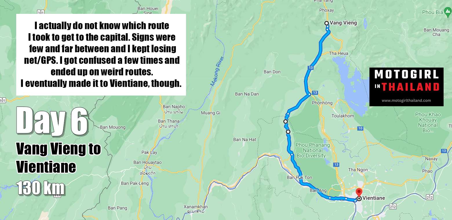 map showing vang vieng to vientaine