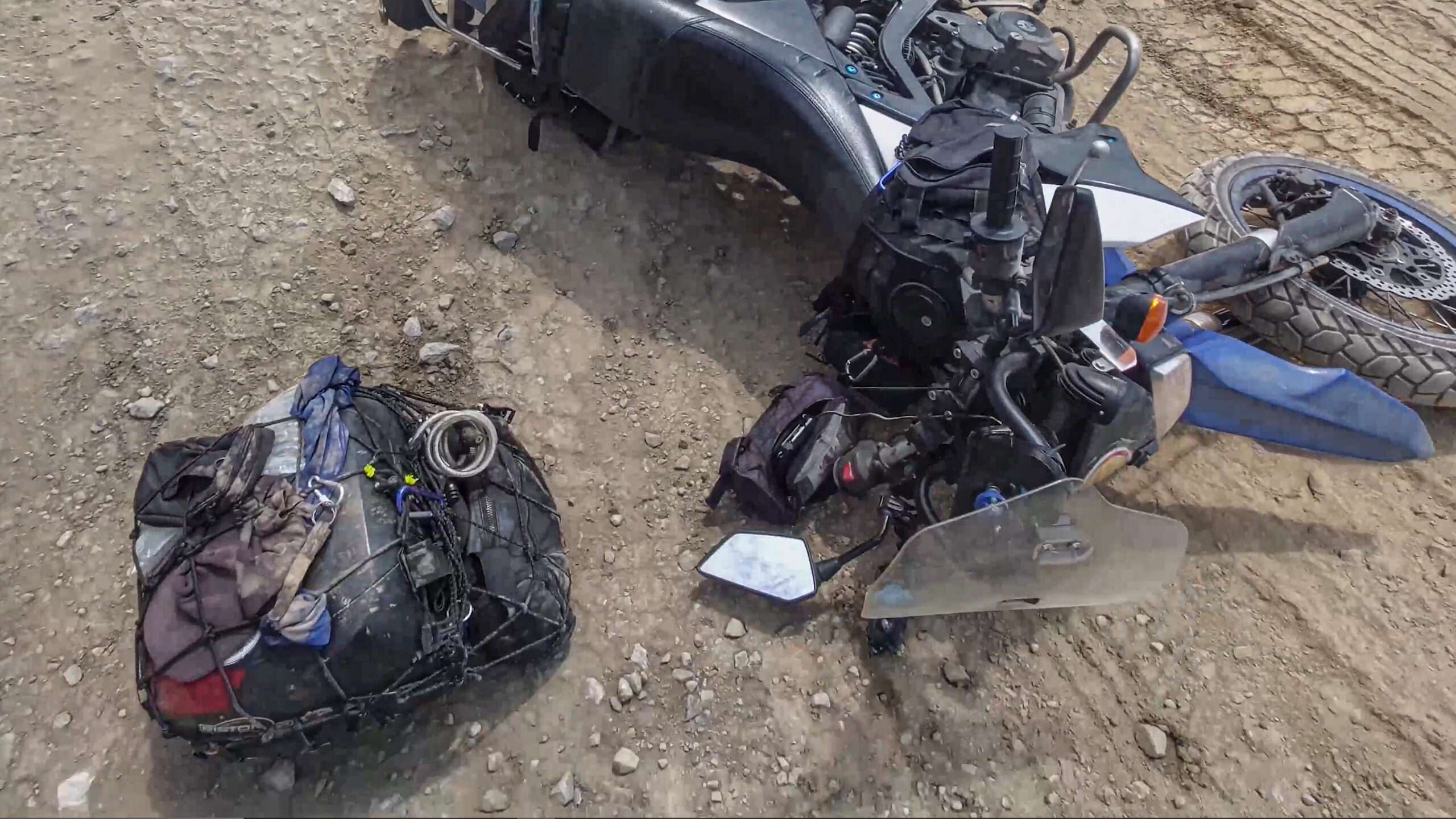 fallen motorbike in laos