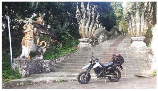 San Pa Gu Meditation Retreat entrance with motorcycle. A Sunday Ride