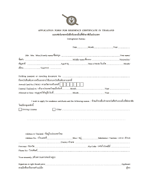 Application form for a Thailand driving license and motorcycle license
