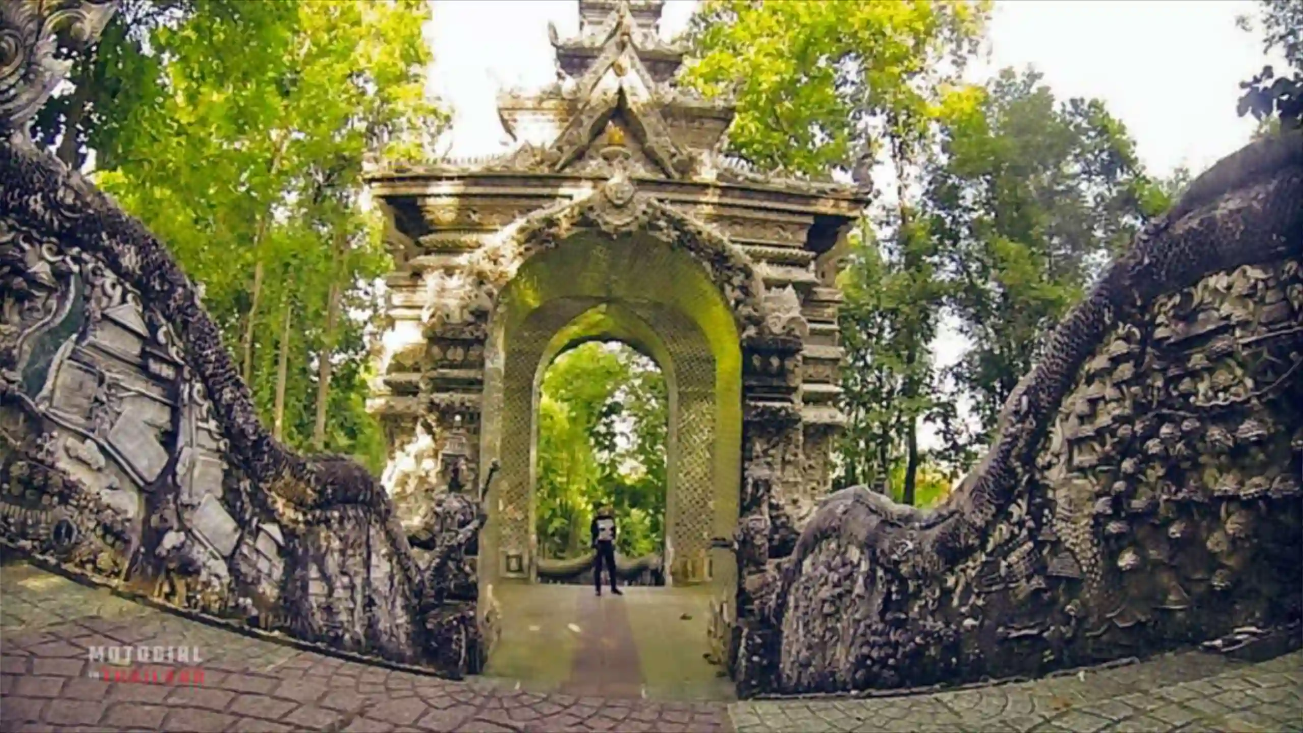 Temple in a forest with a river 
