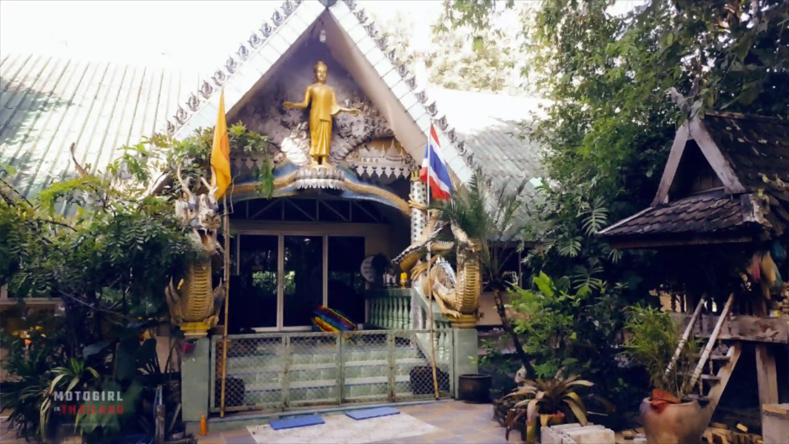 Temple in a forest with a river 