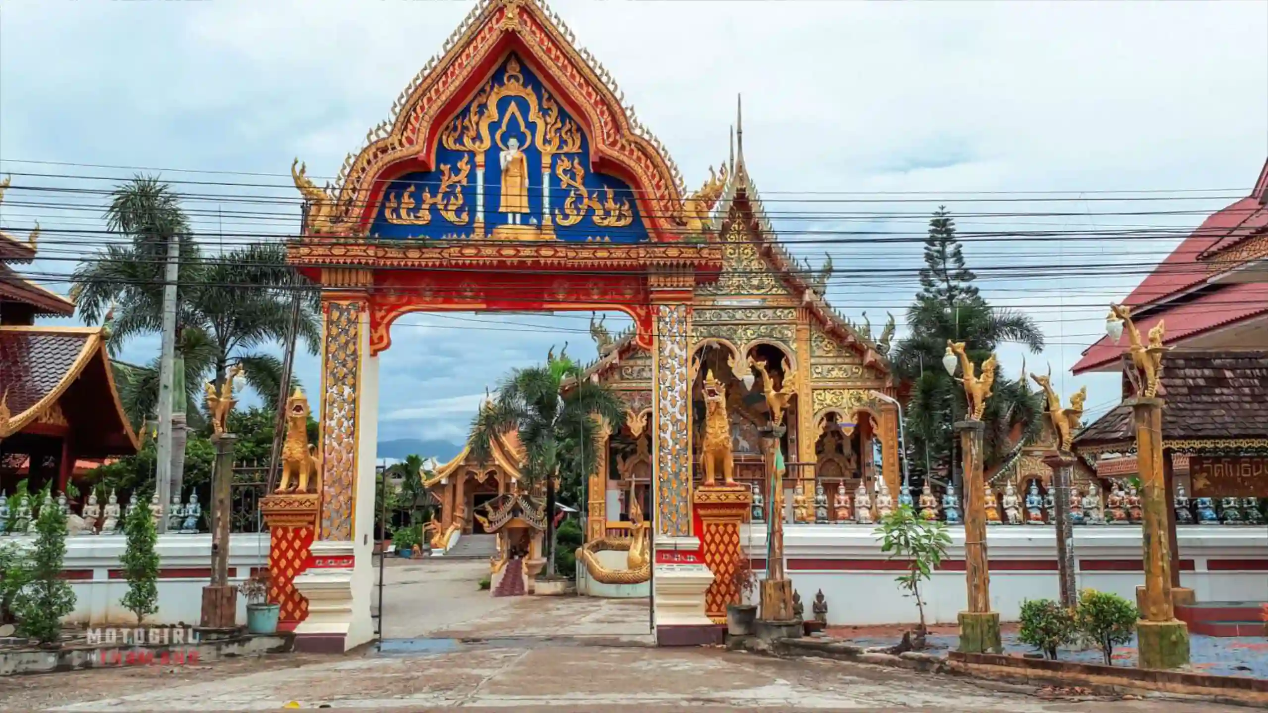 Temple in a forest with a river 