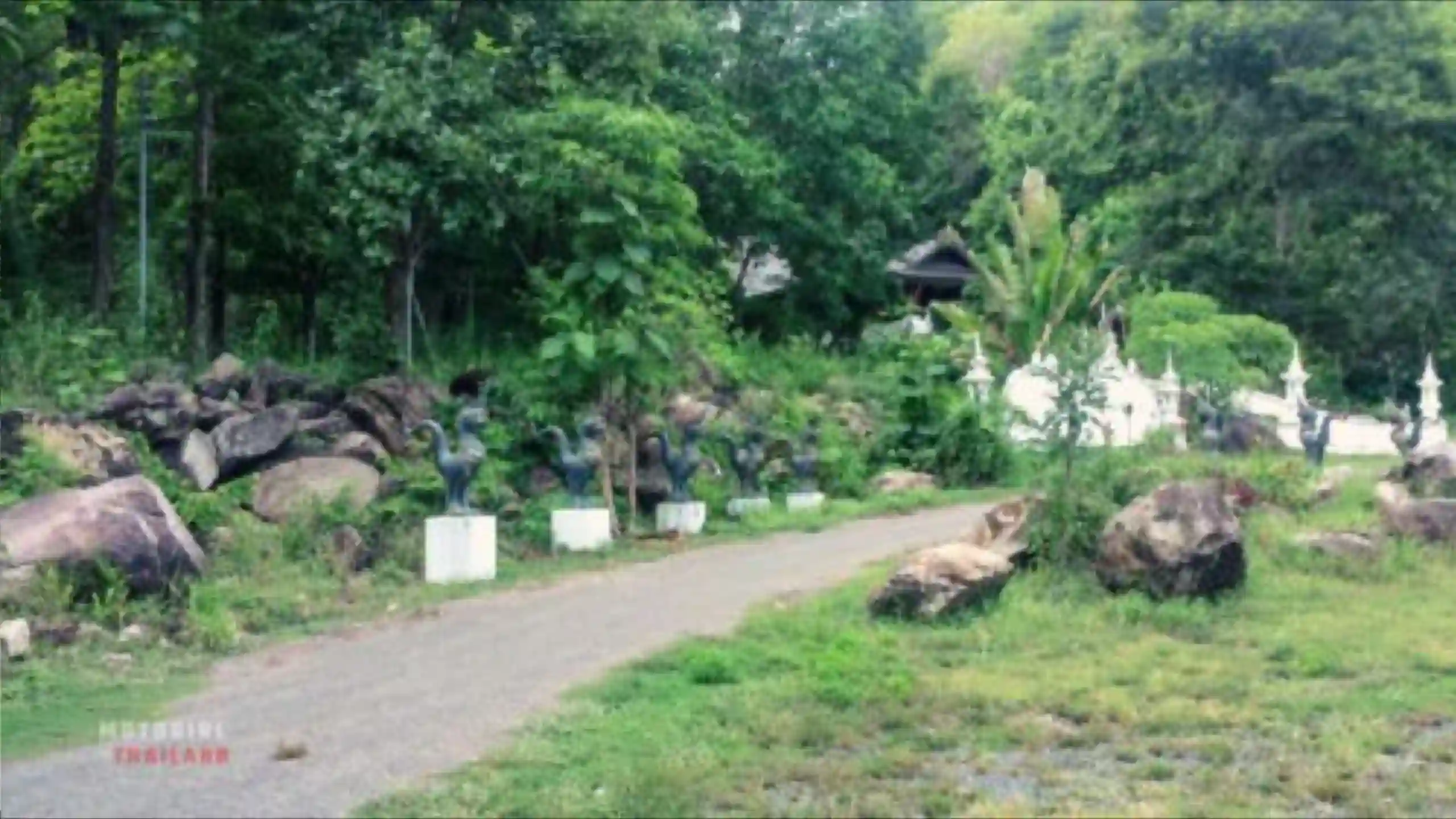 Temple in a forest with a river 