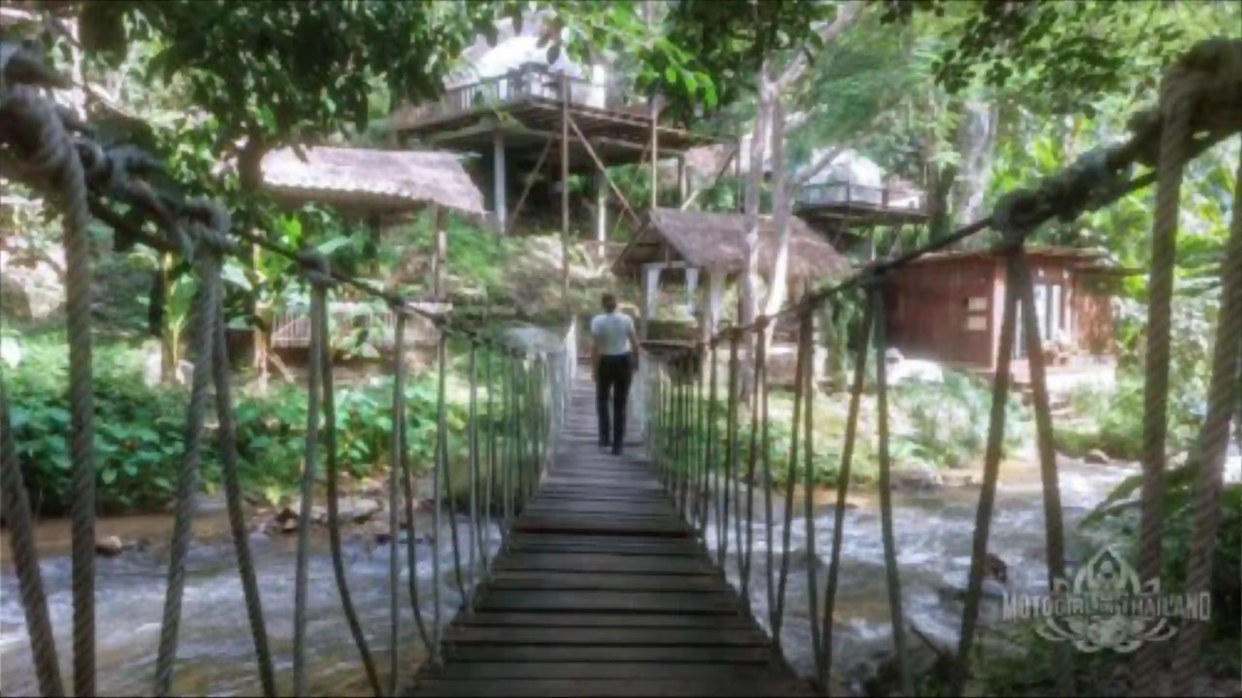 Temple in a forest with a river 