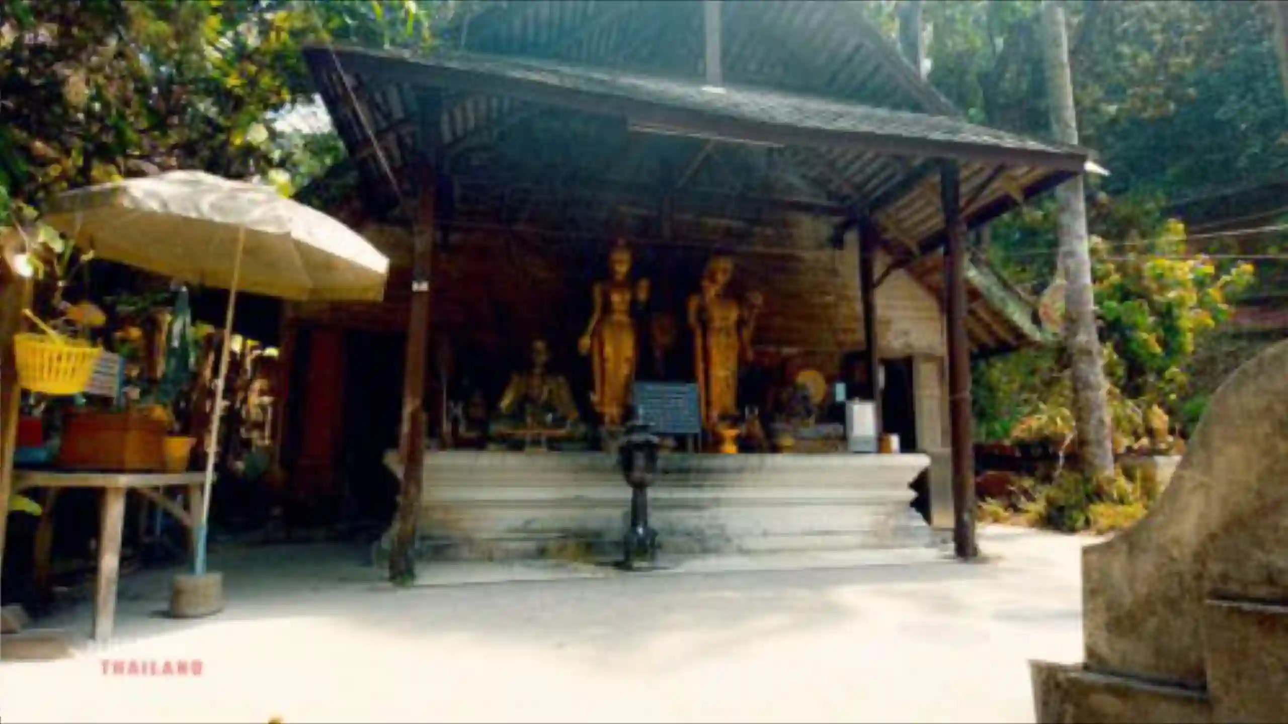 Temple in a forest with a river 