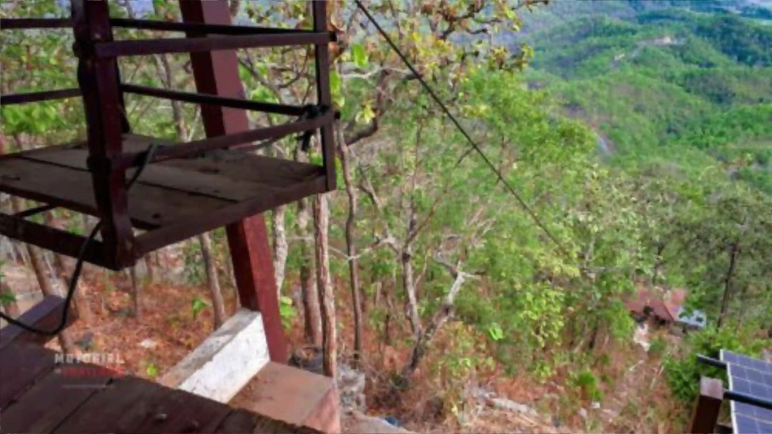 Temple in a forest with a river 