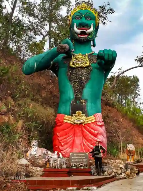 Temple in a forest with a river 