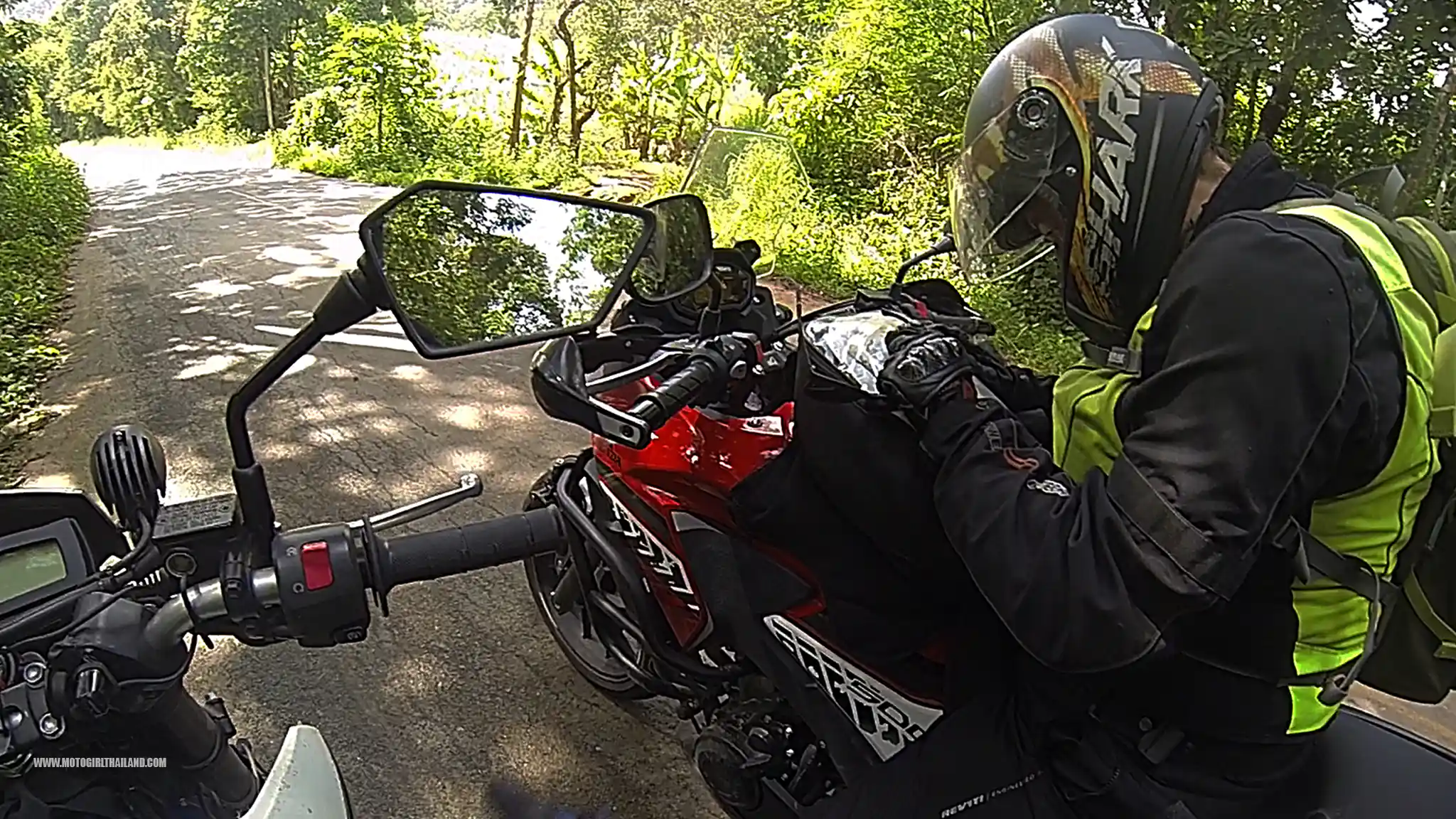 Looking up directions on map motorcycle