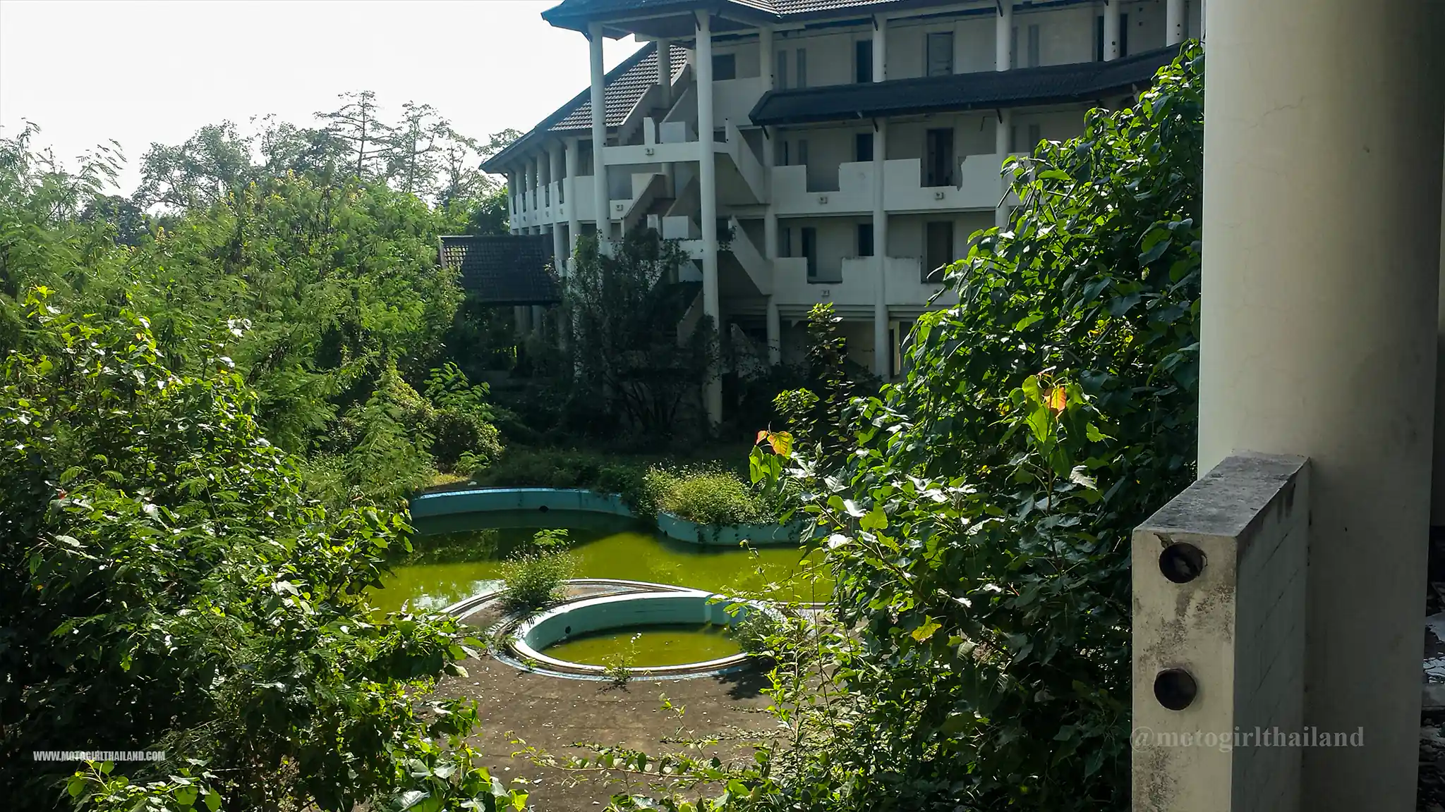 Temple in a forest with a river