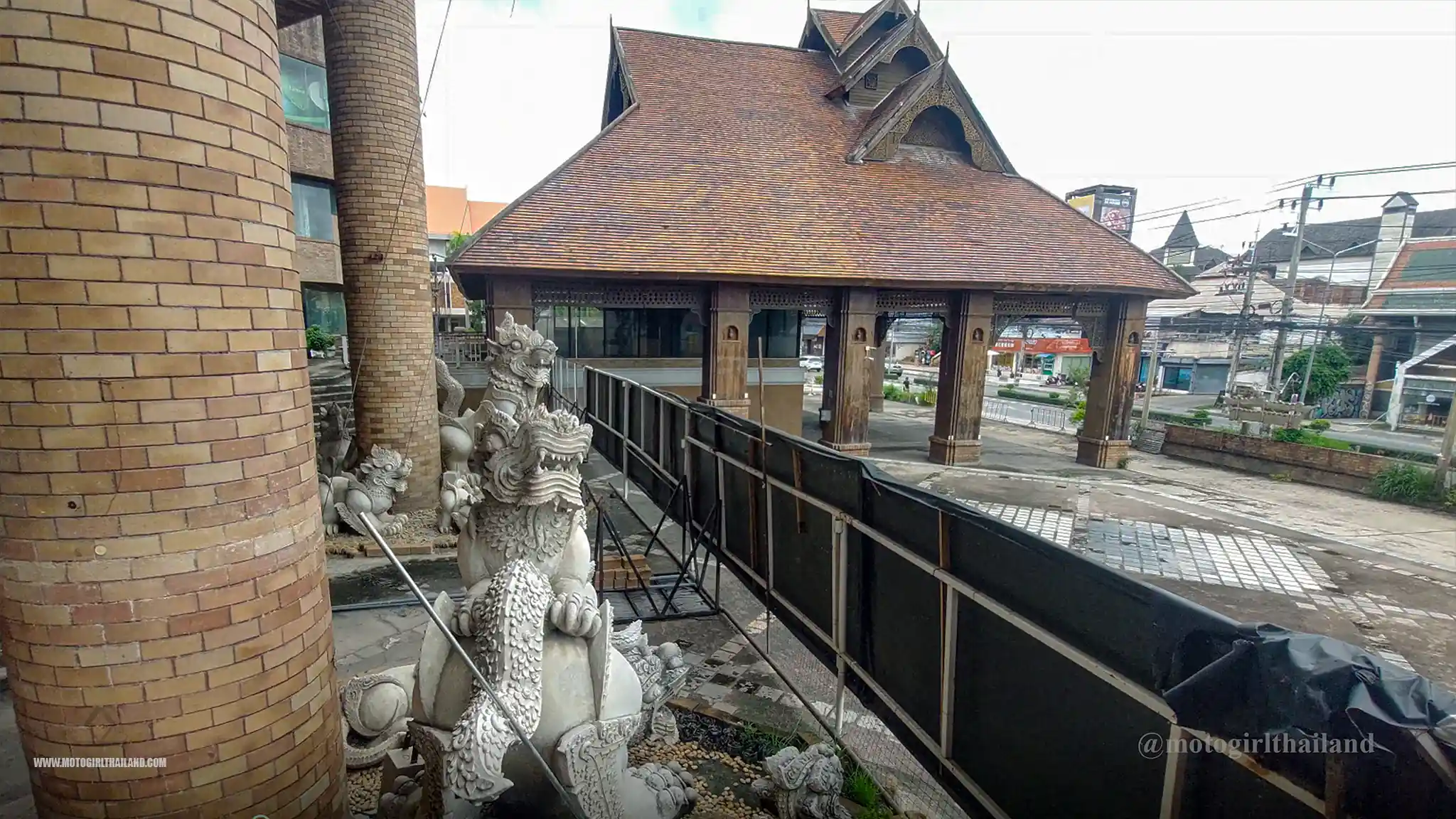 Temple in a forest with a river
