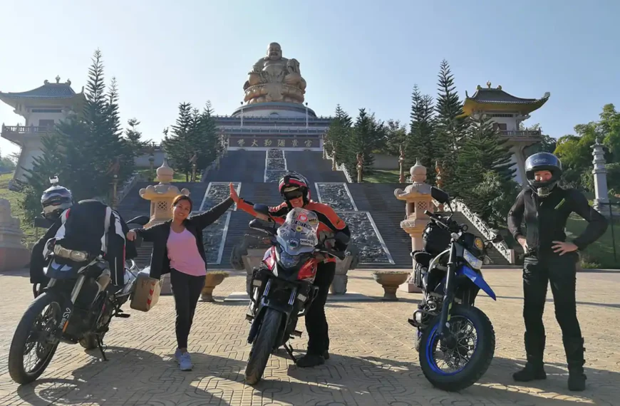Big Buddha Temple and motorcycle riders
