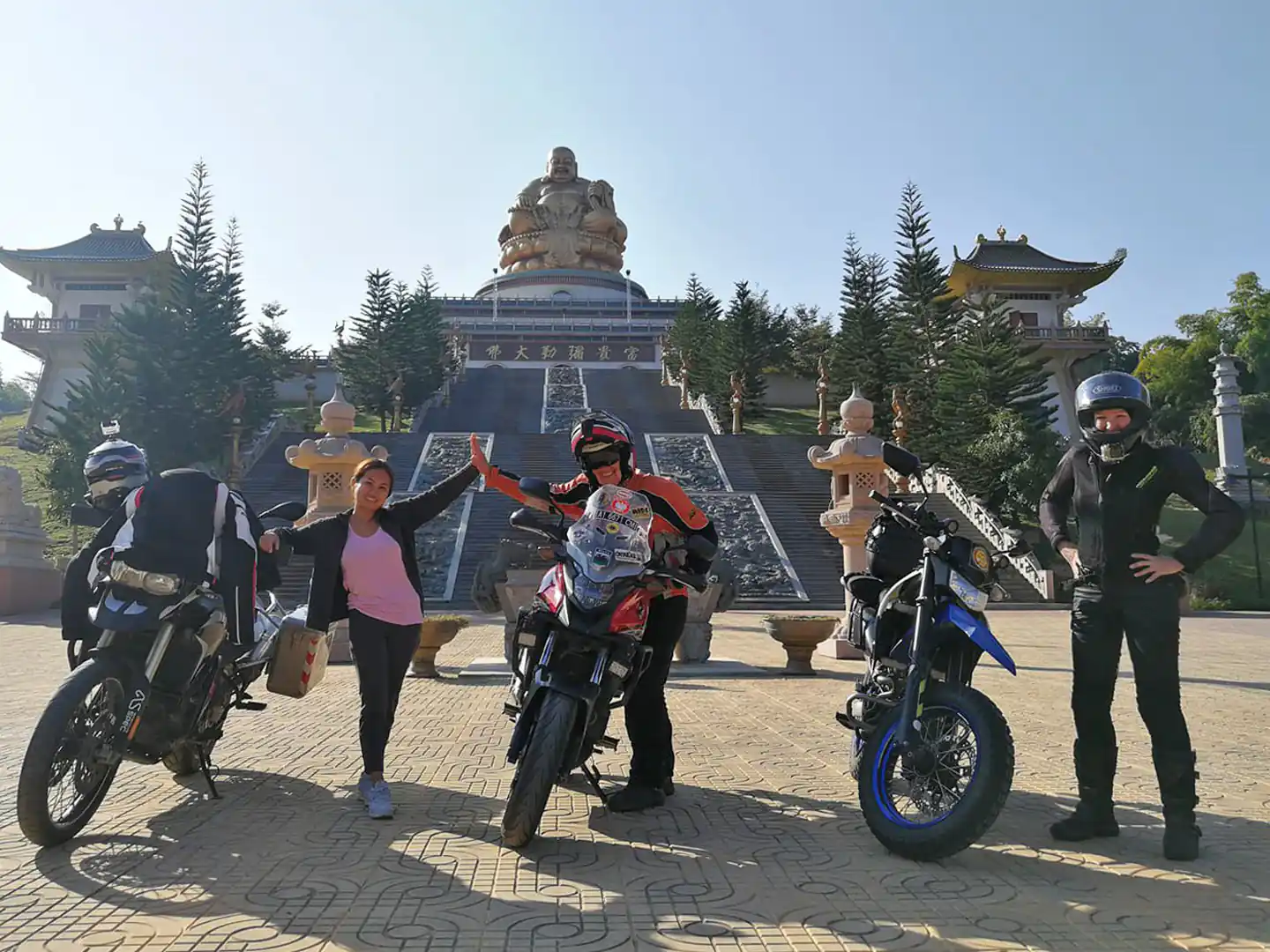 Big Buddha Temple and motorcycle riders