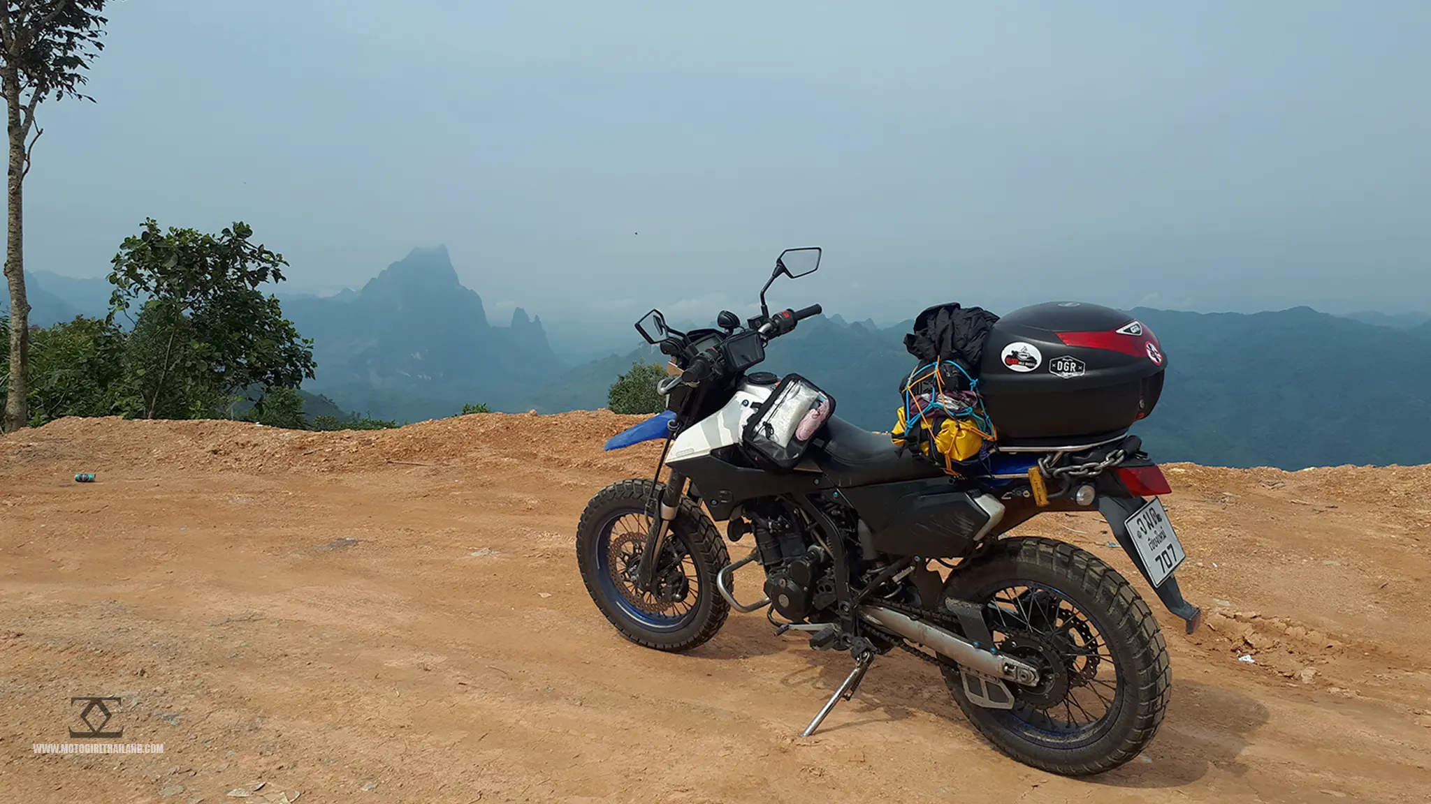 Laos Road Viewpoint with Bike