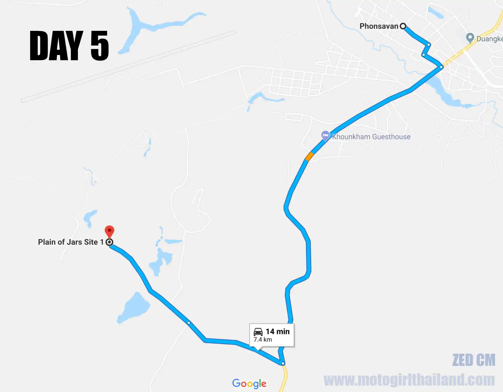 Laos Solo Ride Map Day 5