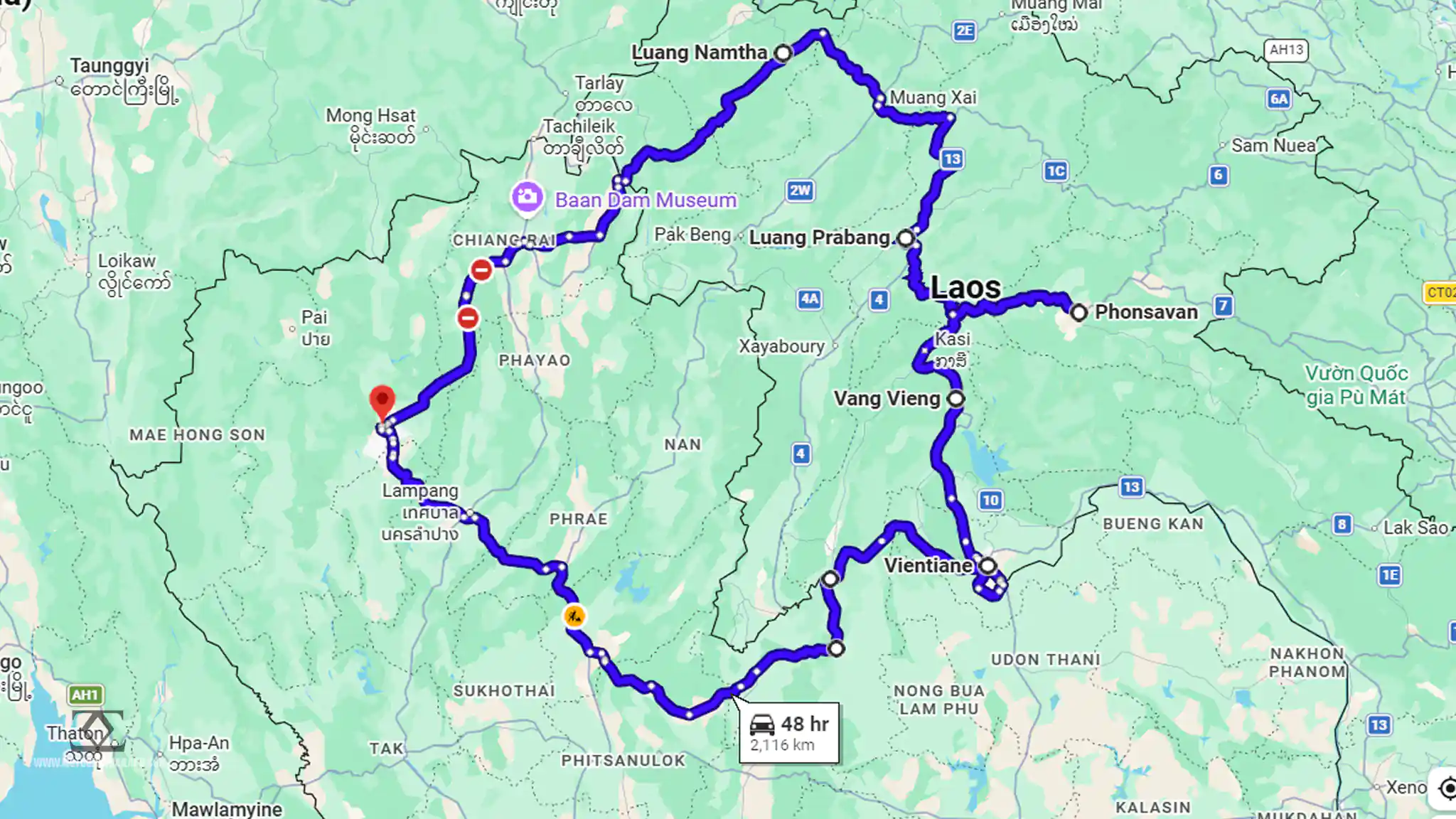 Laos Solo Ride Map