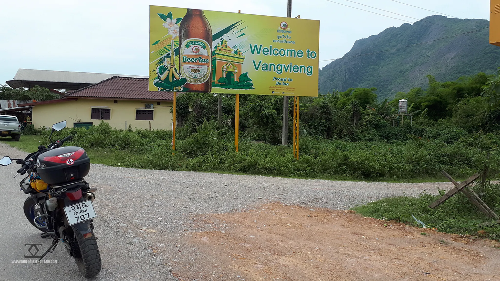 Laos Road Viewpoint with Bike