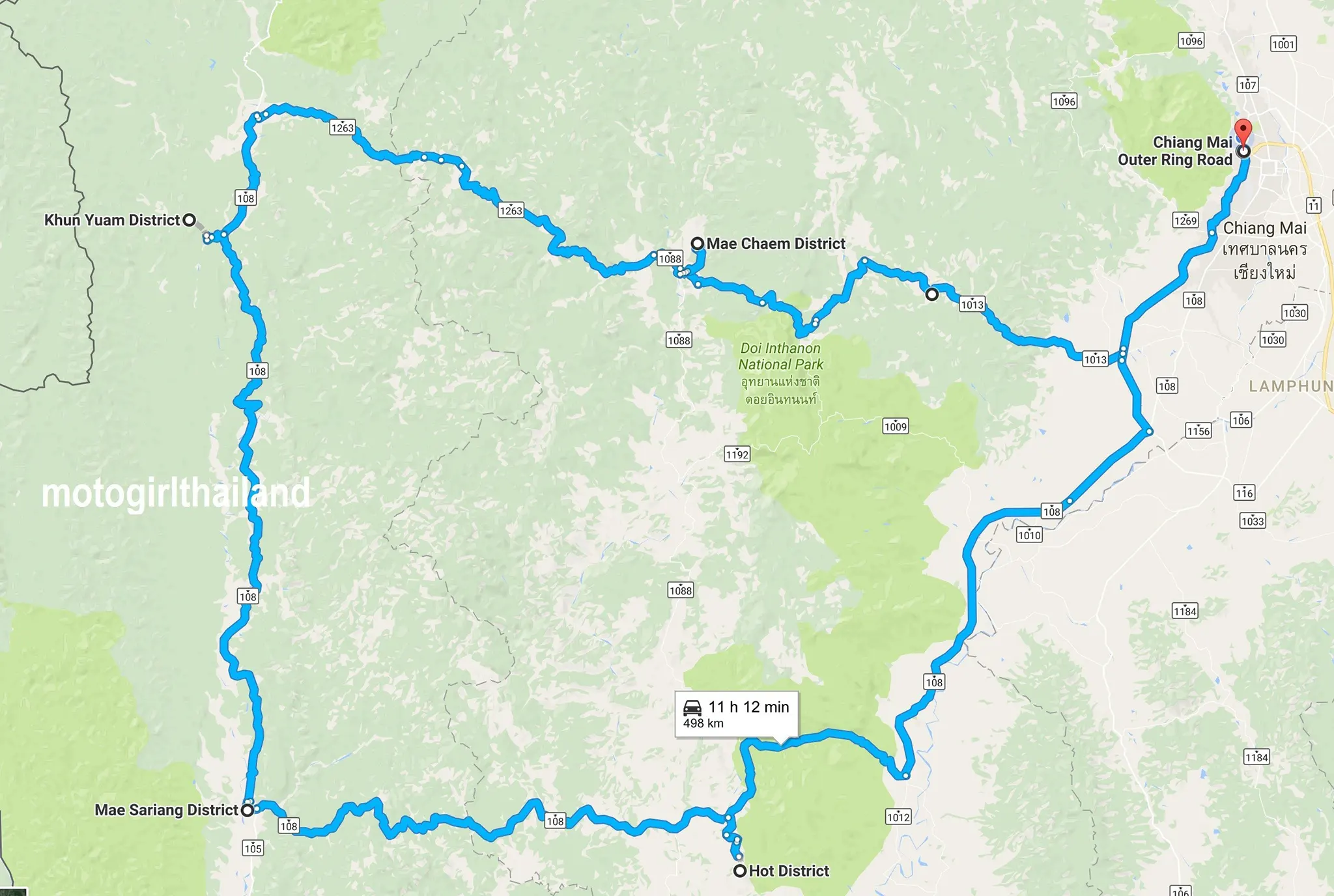 Mae Sariang Group Ride Map