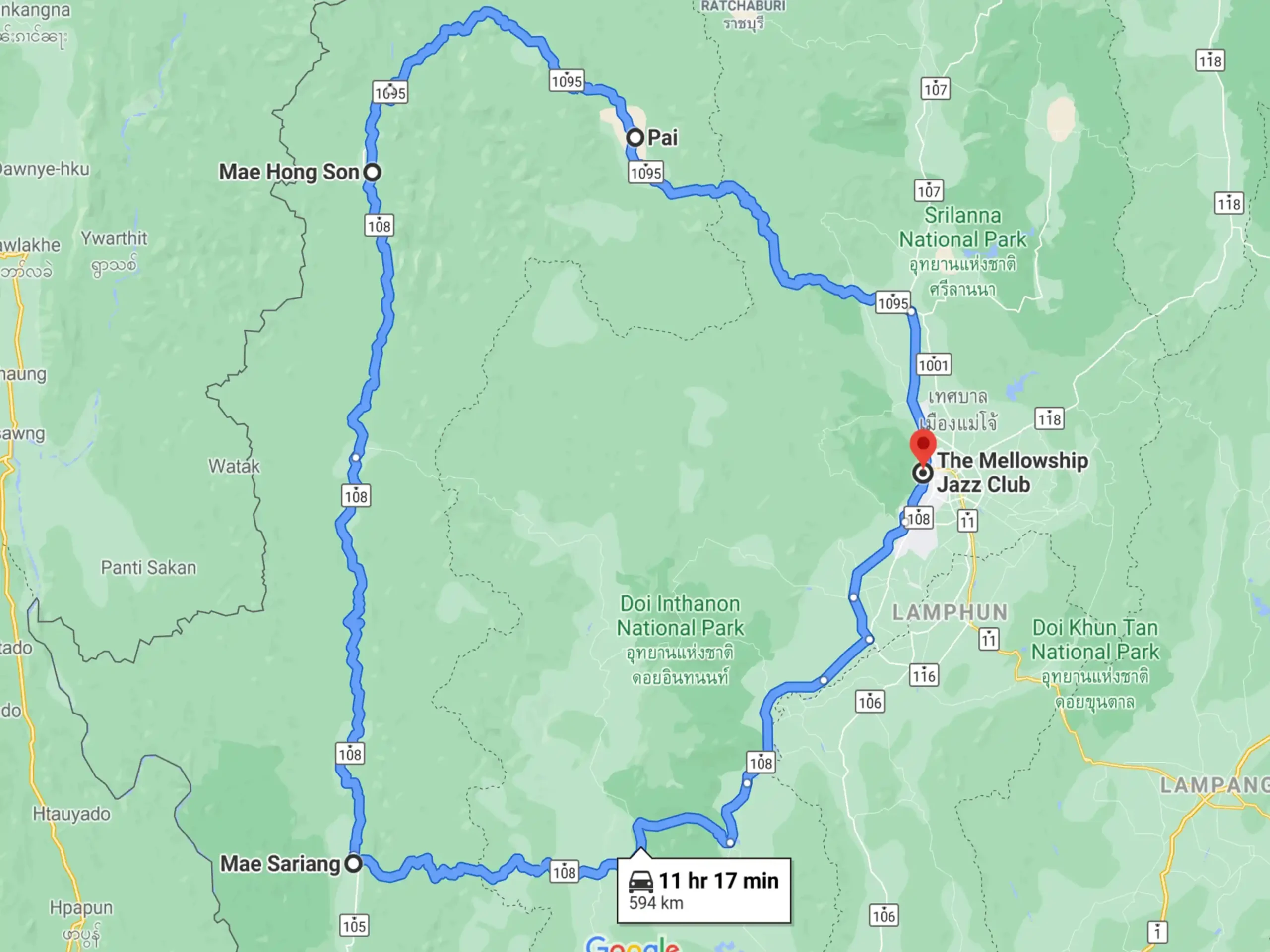 Map of Mae Hong Son Loop