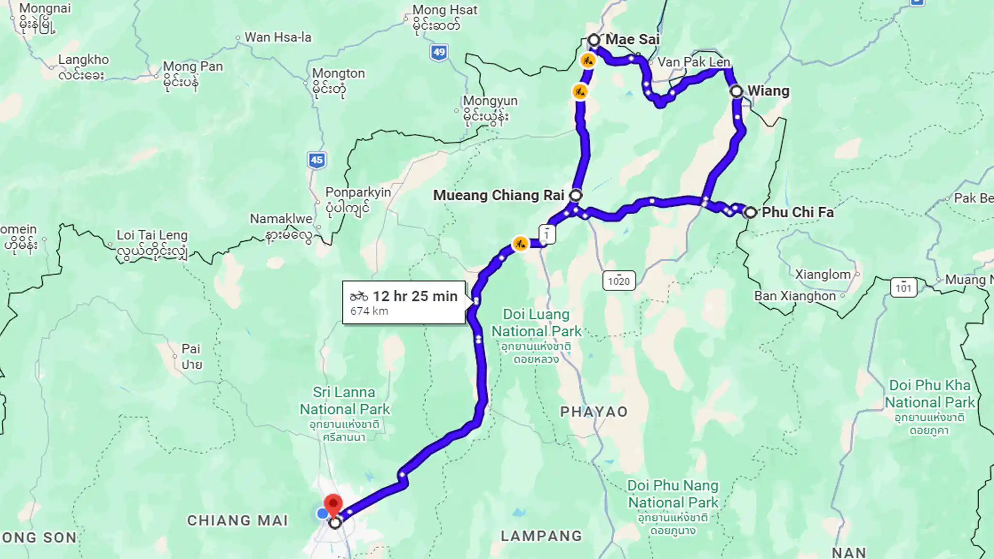 Northern Scooter Trip Map