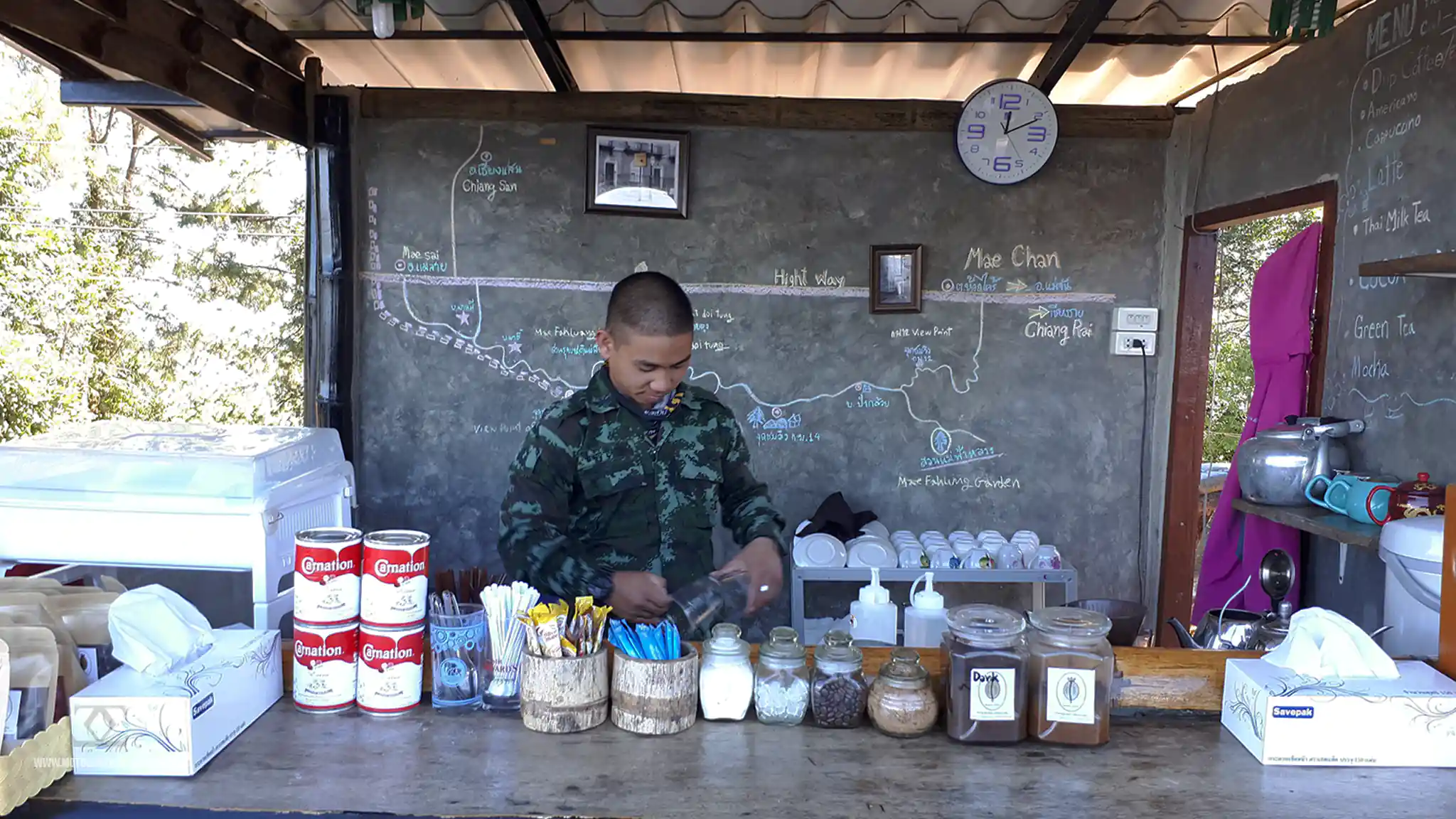 R1149 Border Route Army Soldier Making Coffee