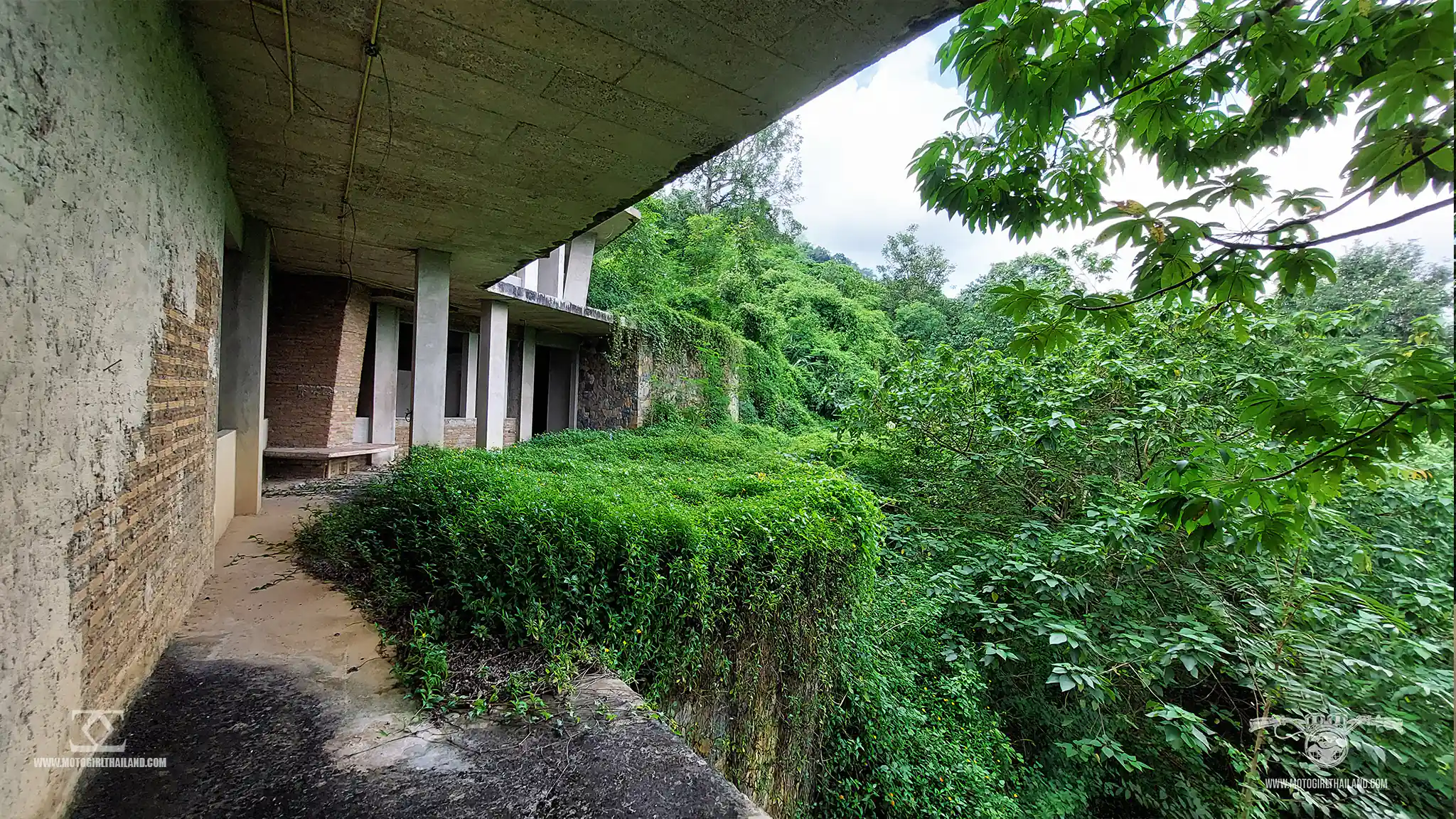 Temple in a forest with a river