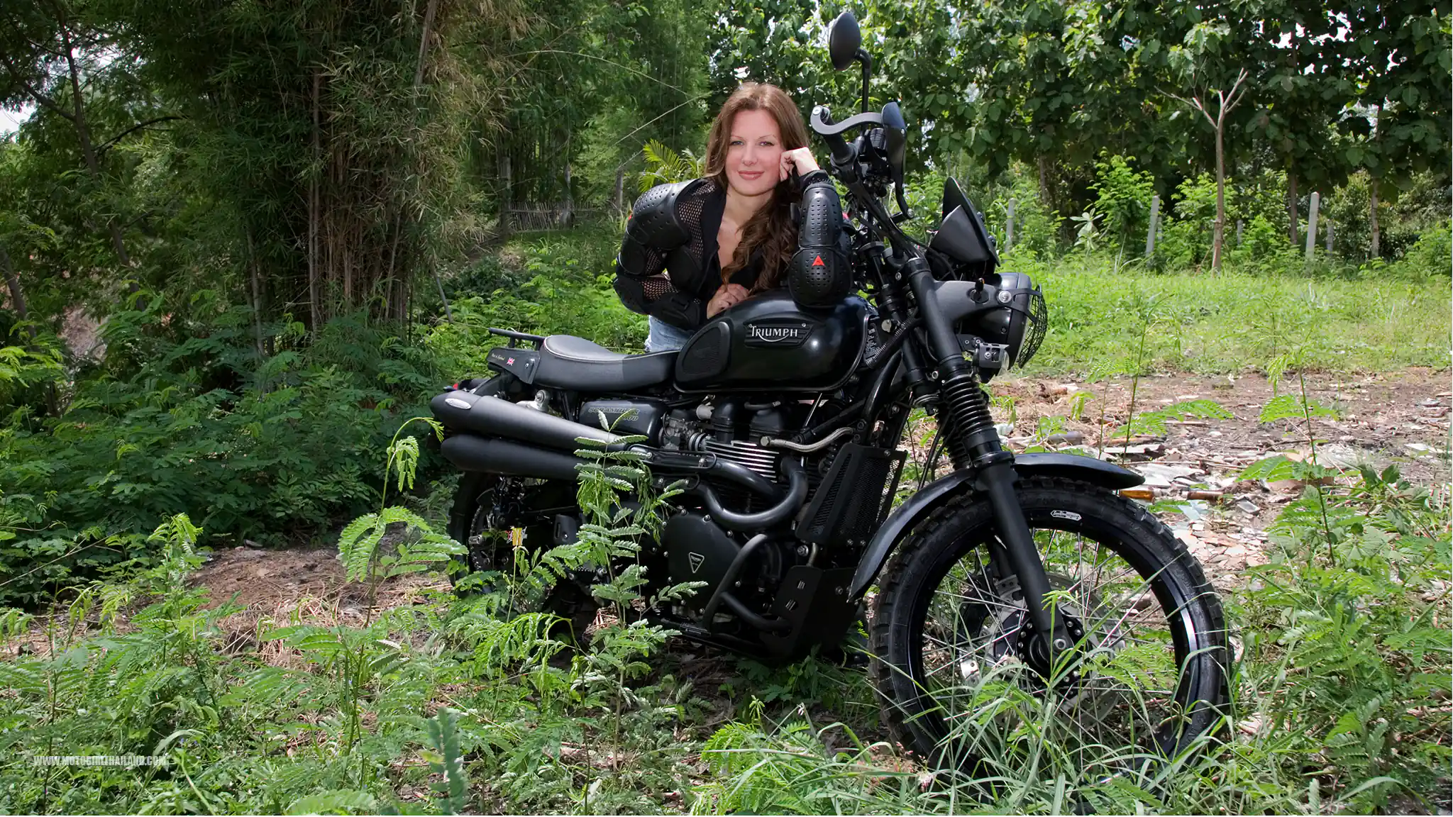 Zed Motogirl in Thailand Triumph Scrambler